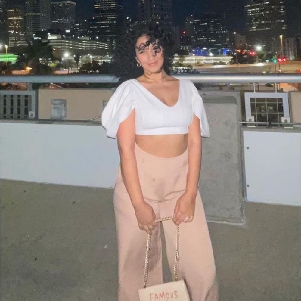 Zara white crop top with flared sleeves - Picture 2 of 3